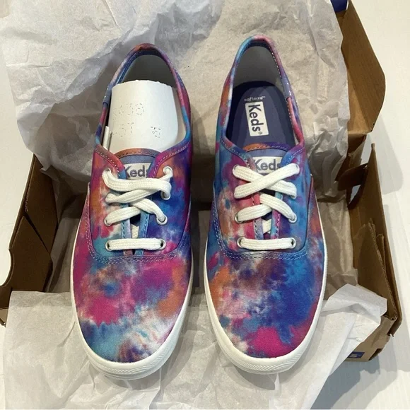 Keds Shoes Keds Champion Blue Pink Tie Dye Lace Up Womens Sz